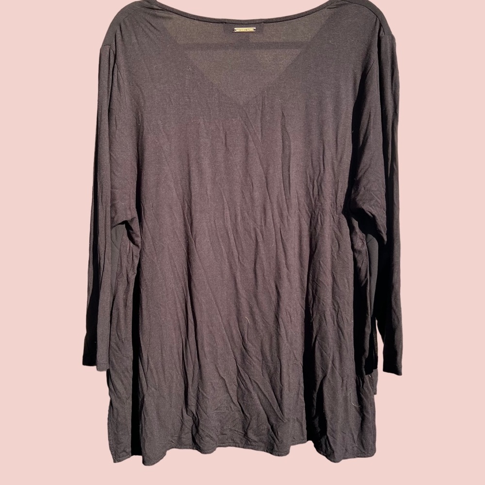 MICHAEL KORS PLUS SIZE LAYERED-LOOK TUNIC TOP IN BLACK - Picture 3 of 5